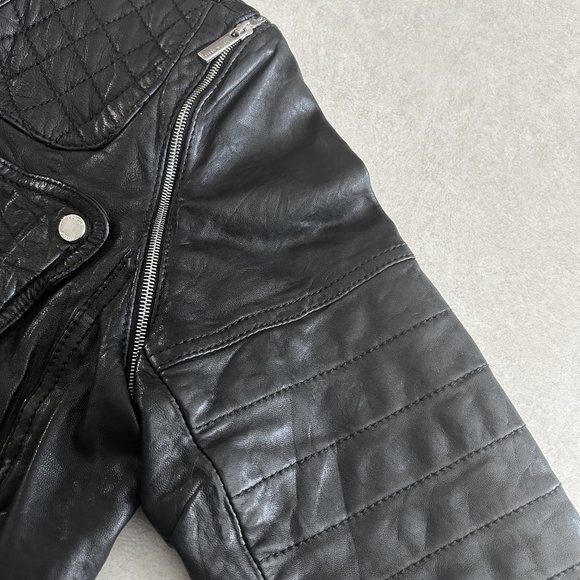 Karen Millen Quilted Panel Leather Jacket ASO Clary Fray - Picture 11 of 16